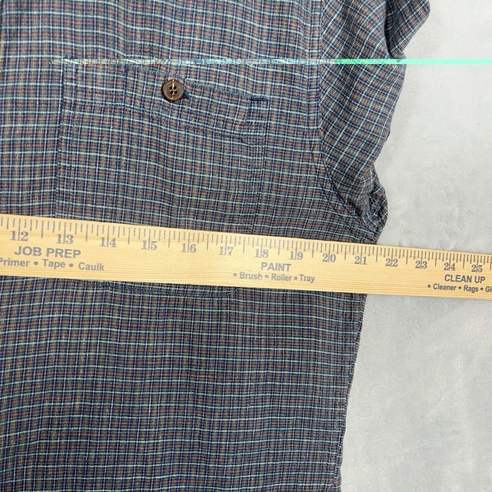 Patagonia Mens Button Shirt Back Step Short Sleeve M Cotton Hemp Blue Plaid - Picture 6 of 11